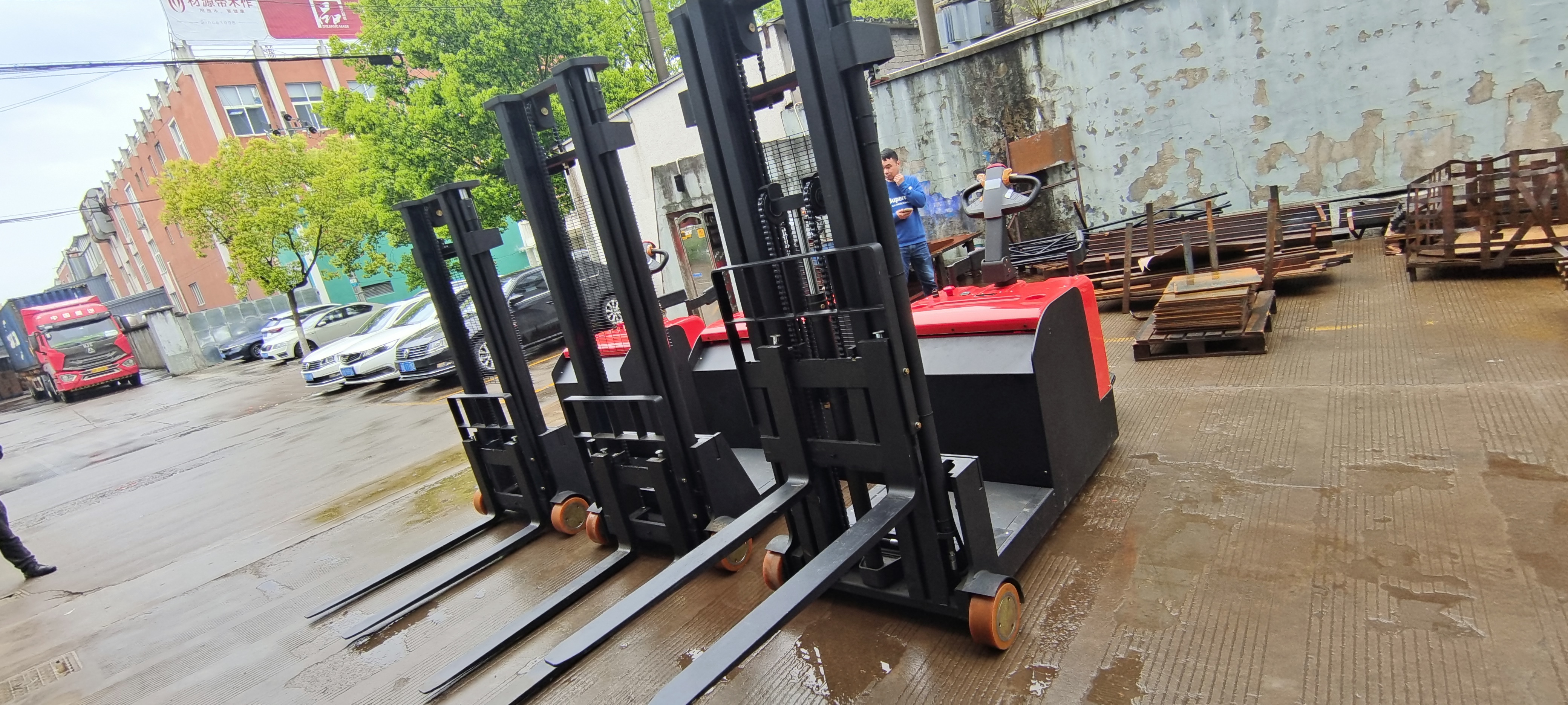 Электрический штабелер с противовесом Everlift 800 кг, двухступенчатый подъемник с мачтой, электрический штабелер, заводская цена, цена на электрический штабелер